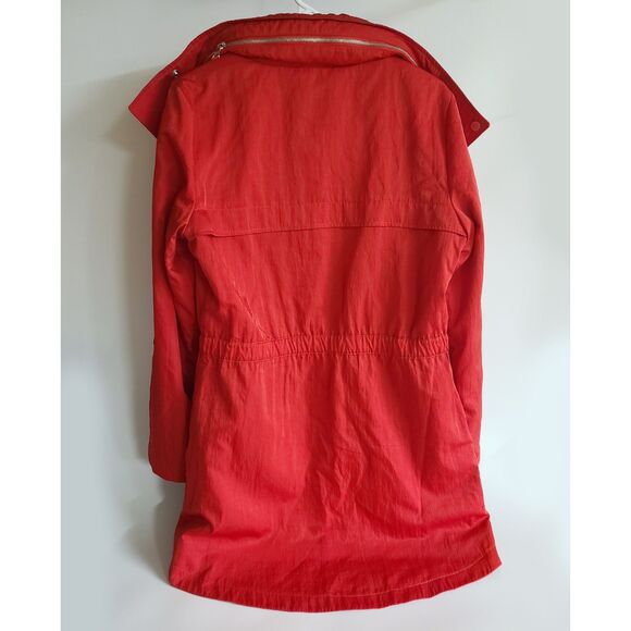 Karl Lagerfeld Red Windbreaker Lightweight Jacket Small Hidden Hoodie Zip - Picture 4 of 6
